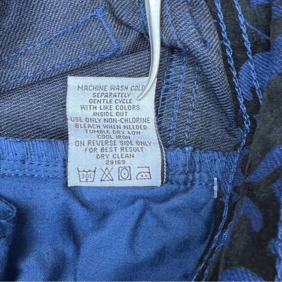 NWT ROMEO & JULIET COUTURE Skinny Navy Scroll Velvet Pants Pockets RJ29169 Sz 24 - Picture 12 of 14